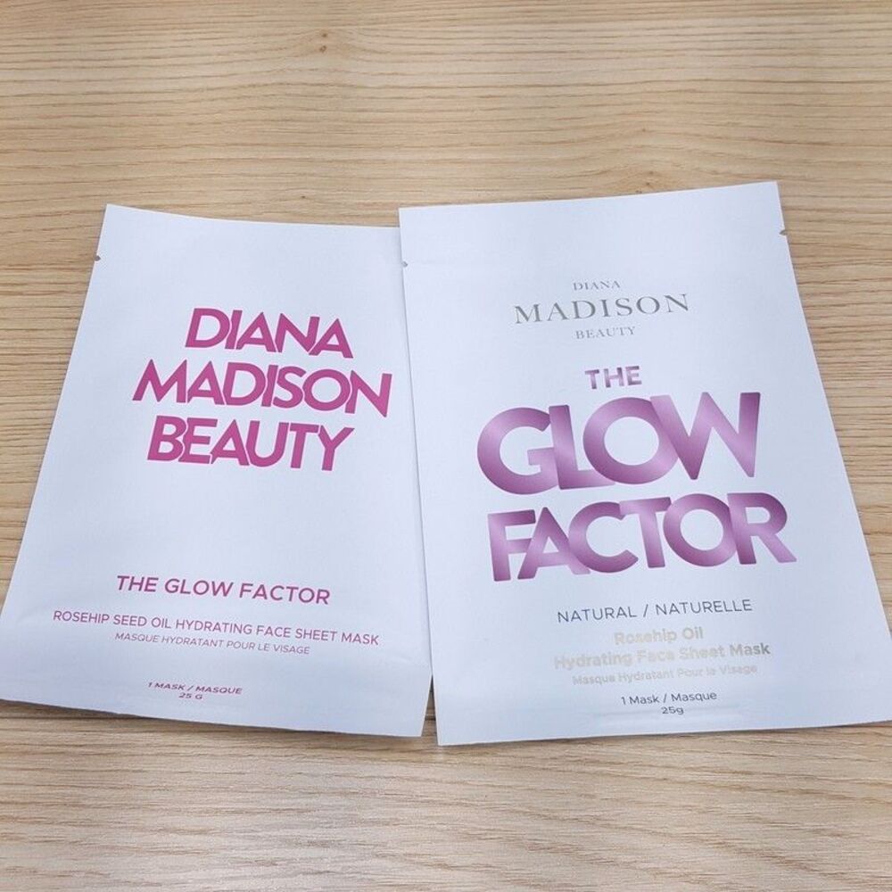 Diana Madison The Glow Factor Rosehip Seed Oil Hydrating Face Sheet Masks x2